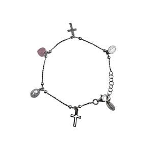 Amen Sterling Silver Religious Charm Bracelet Cross Mary Italy 6"-7" Lightweight